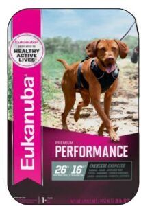 A bag of Eukanuba Premium Performance dog food.